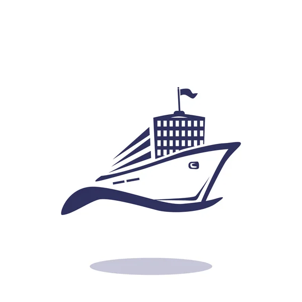 Het schip op Golf web pictogram, reizen concept, vector overzicht ilustration — Stockvector