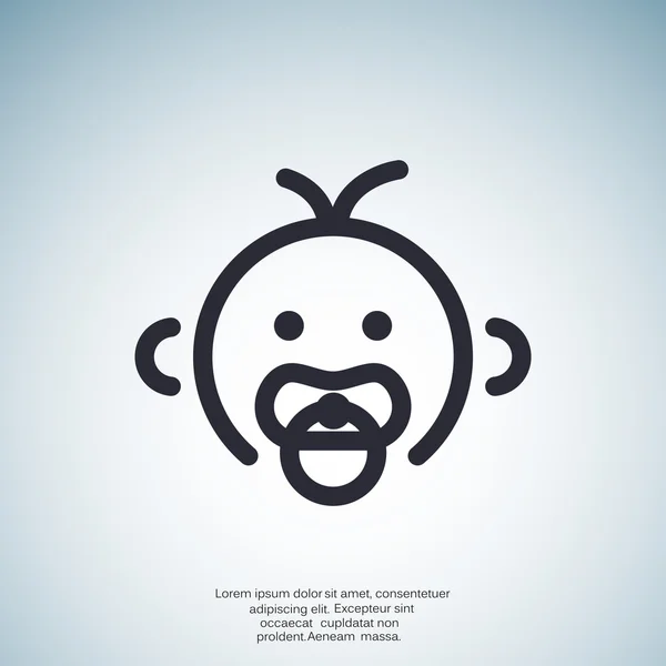 Icono simple de bebé con chupete en la boca — Vector de stock