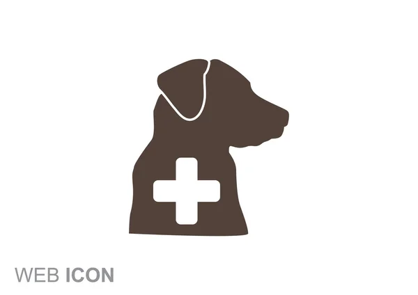 Podpisać z psów sylwetka i krzyż, koncepcja logo weterynaryjnych — Wektor stockowy
