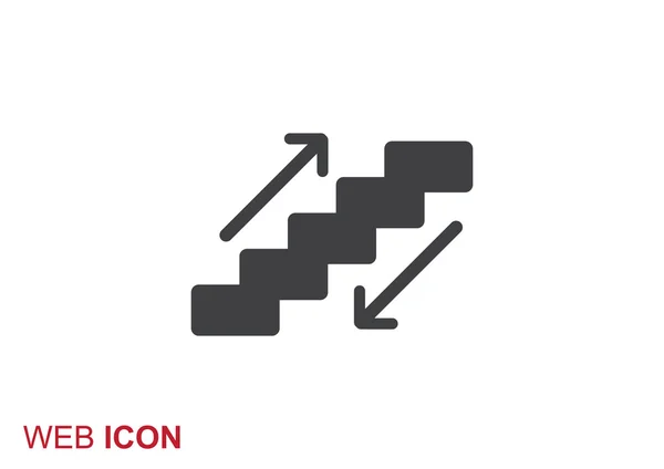 Escalator signe avec escaliers et flèches, illustration vectorielle contour — Image vectorielle
