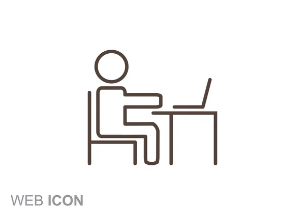Hombre en la mesa con el icono del ordenador portátil — Archivo Imágenes Vectoriales