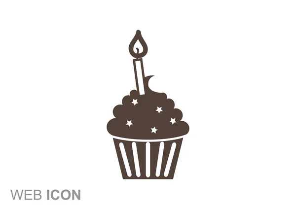 Dessert Cupcake avec bougie — Image vectorielle
