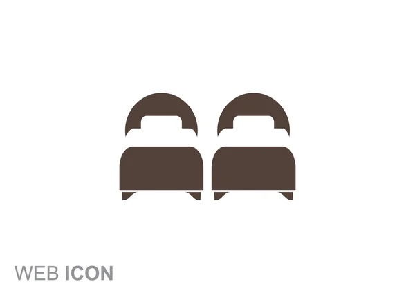 Dos camas icono web — Vector de stock