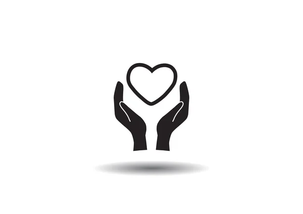 Herz in den Händen einfaches Symbol — Stockvektor