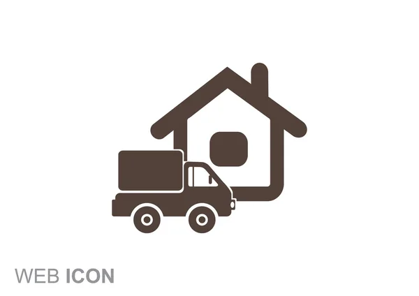 Camión cerca de casa icono web — Vector de stock