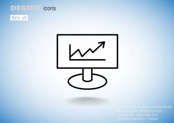 Monitor met grafiek web pictogram — Stockvector