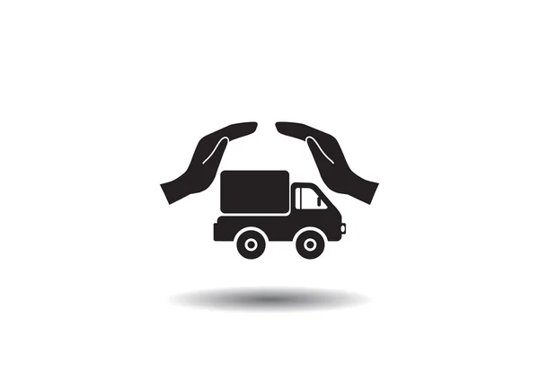 Camion avec icône web mains — Image vectorielle