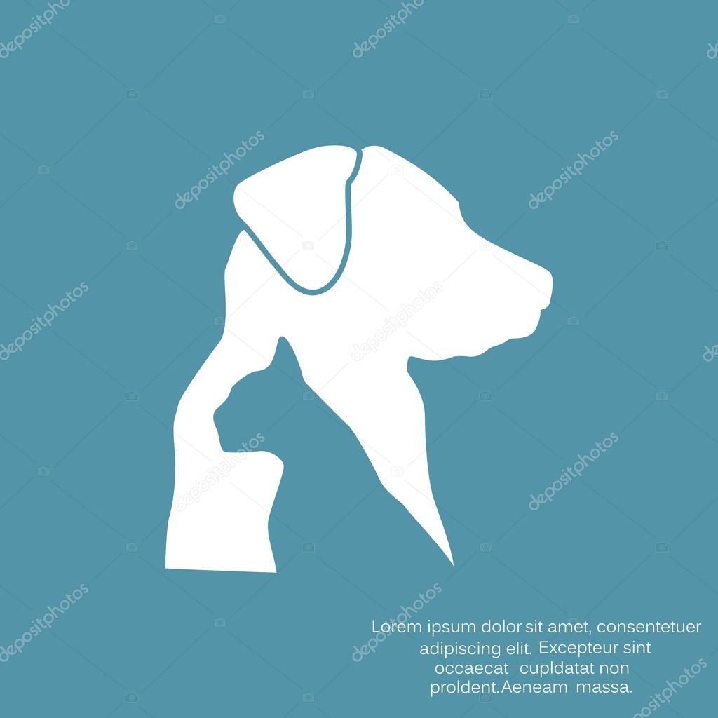Sign with domestic pets silhouettes, veterinary logo concept