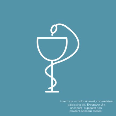 Yılan ve Kupası, basit anahat vektör çizim eczane simgesiyle