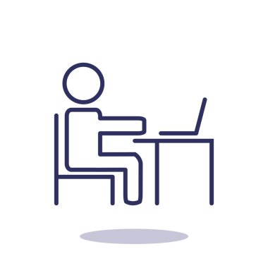 Adam masada dizüstü bilgisayar kutsal kişilerin resmi ile