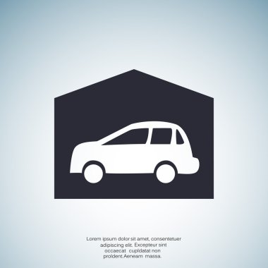 Garajda araba basit simgesiyle