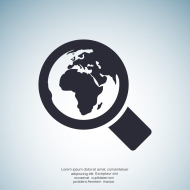 Arama kavramı objektif ve planet, vektör çizim ile