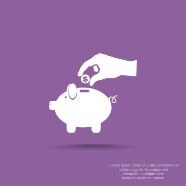 piggy banka para bırakarak el