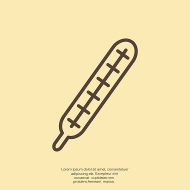 Tıbbi termometre web simgesi, anahat vektör çizim