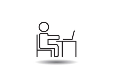 Adam masada dizüstü bilgisayar kutsal kişilerin resmi ile