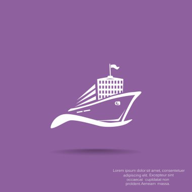 Dalga web simgesi üzerinde gemi, kavram seyahat, anahat halat vektör