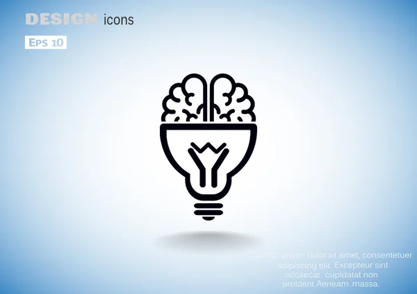 Мозок з піктограмою лампочки, концепцією ідеї, контуром Векторні ілюстрації — стоковий вектор