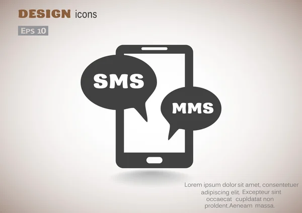 Smartphone con el icono de burbujas sms, ilustración simple vector contorno — Archivo Imágenes Vectoriales