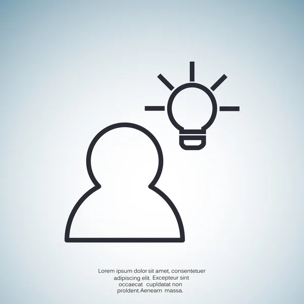 Human and lightbulb simple icon — Stock Vector