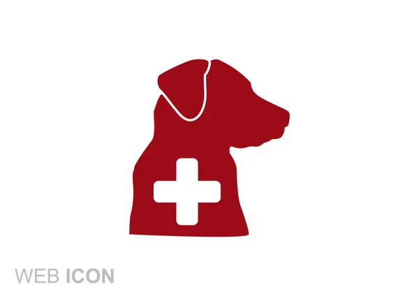 Signo con silueta de perro y cruz, concepto de logotipo veterinario — Vector de stock