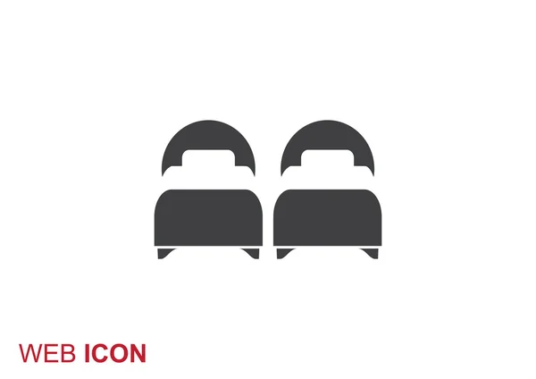 Dos camas icono web — Vector de stock