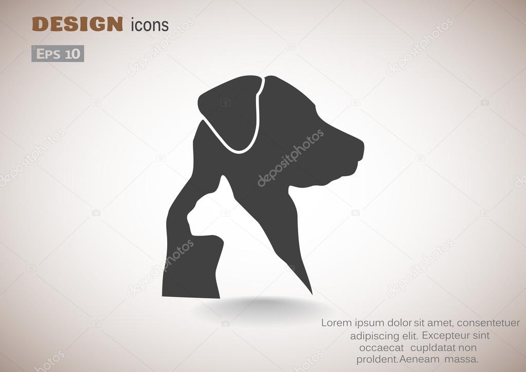 Sign with domestic pets silhouettes, veterinary logo concept