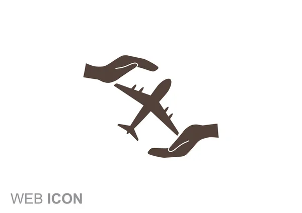 Avion dans les mains icône web — Image vectorielle