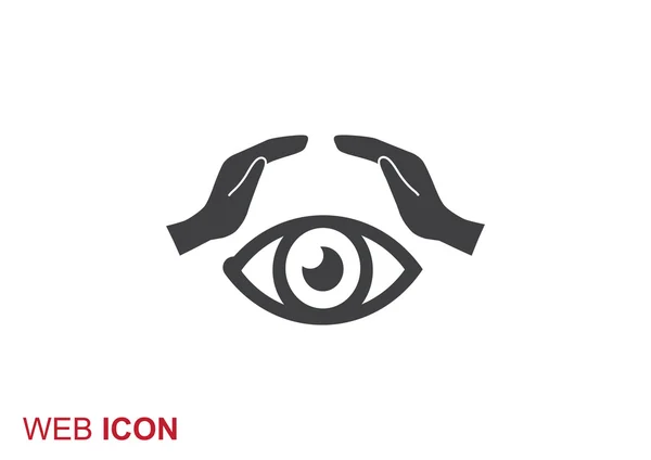 Ojo humano y manos icono web — Vector de stock