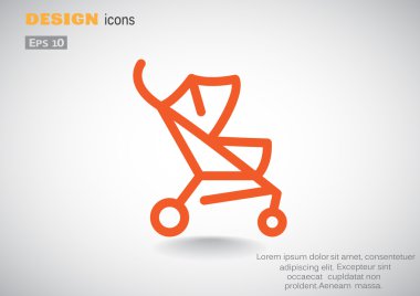 Basit bebek arabası anahat web simgesi