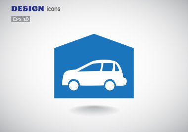Garajda araba basit simgesiyle