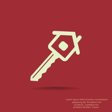 Ev anahtar web simgesi, basit anahat vektör çizim