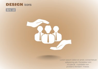 Grup insanlar ve eller simgesini, basit vektör çizim