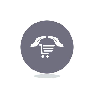 Alışveriş sepeti ile eller web simgesi