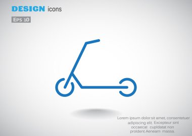 Scooter çocuk simgesi, anahat vektör çizim için