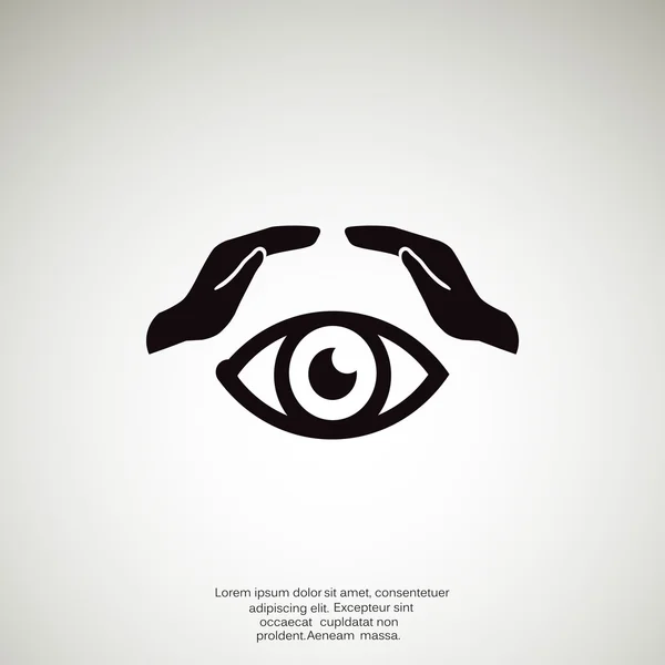 Ojo humano y manos icono web — Vector de stock