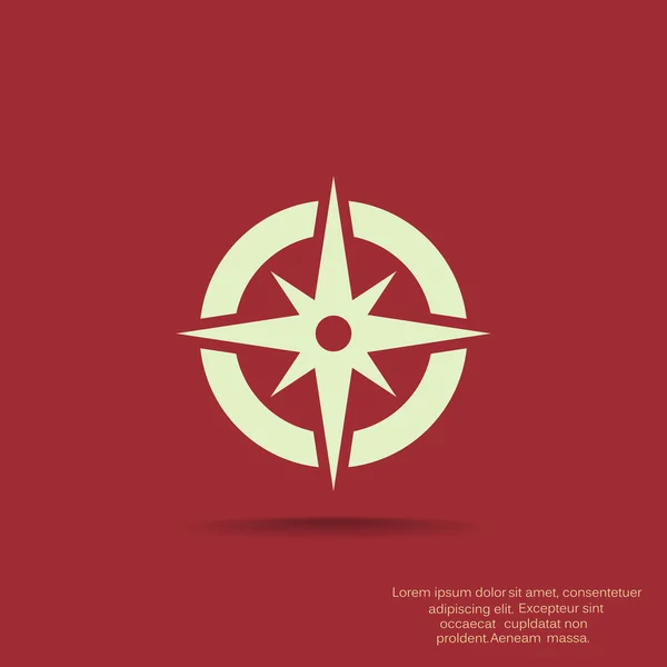 Kompass spindelväv ikonen med vindros, enkla vektor illustration — Stock vektor