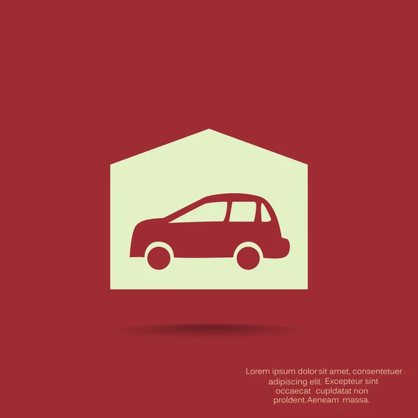 Garage with car simple icon — Stock Vector