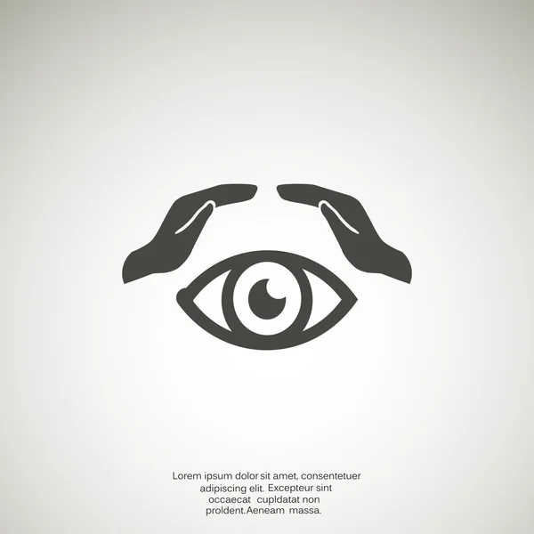 Ojo humano y manos icono web — Vector de stock