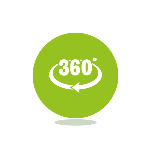 360 gradi con icona a freccia arrotondata — Vettoriale Stock