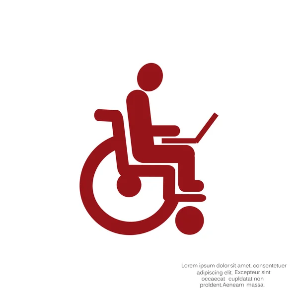 笔记本电脑在轮椅上的残疾人 — 图库矢量图片