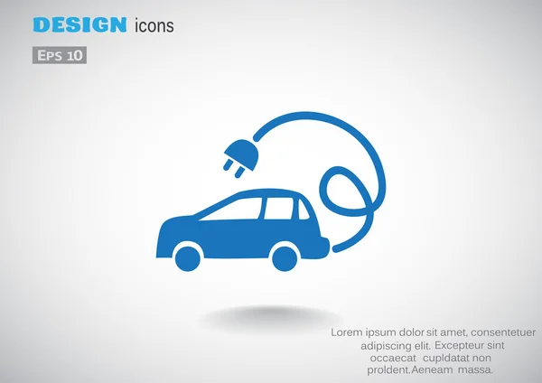 Elektriciteit auto eenvoudige web pictogram, overzicht vectorillustratie — Stockvector