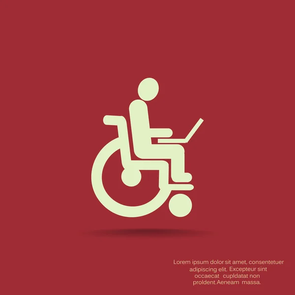 Discapacitados con portátil en silla de ruedas — Archivo Imágenes Vectoriales