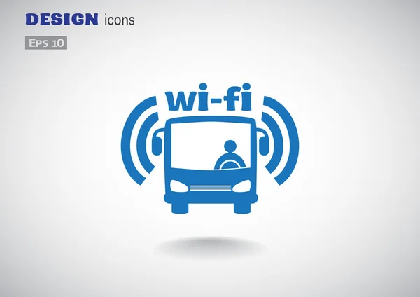 Wi-Fi i buss tecken, ikonen vektor konturen illustration — Stock vektor