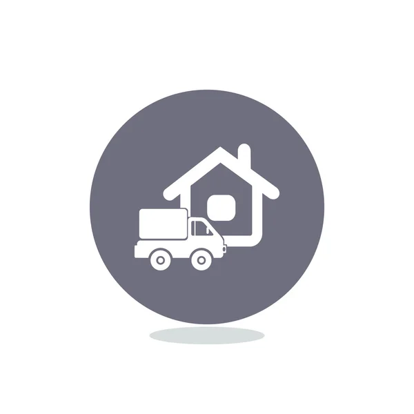 Vrachtwagen nabij web huisje — Stockvector