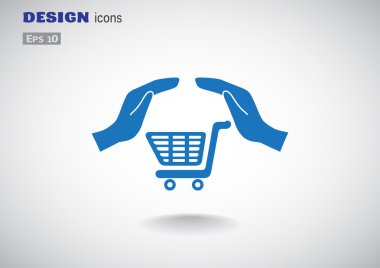 Alışveriş sepeti ile eller web simgesi