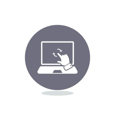 Dokunmatik ekran laptop web simgesini, anahat vektör çizim