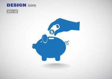 piggy banka para bırakarak el