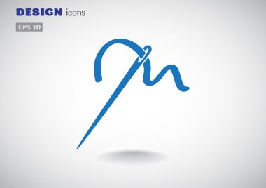 Thread with needle simple web icon clipart