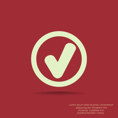 Chek işareti simgesiyle kene, basit vektör çizim