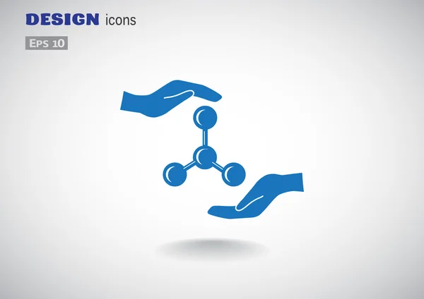Molekylär förening och händerna web icon — Stock vektor
